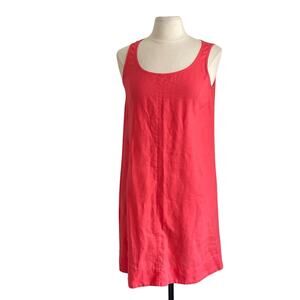 J. JILL Linen Shift Dress Womens Sz Small Hot Pink Coastal Summer Beach